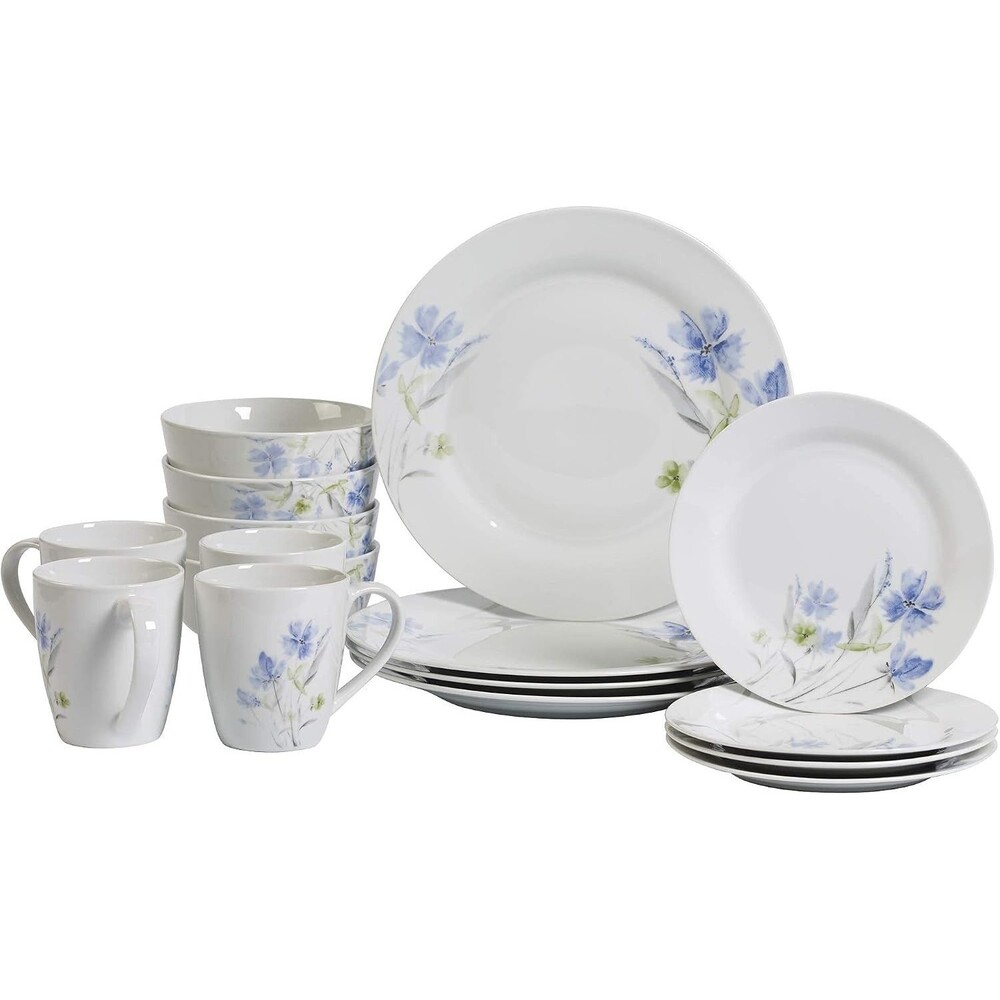 Tabletops Gallery Wildflower - 16 Piece Round Rim Dinnerware Set, Service of 4